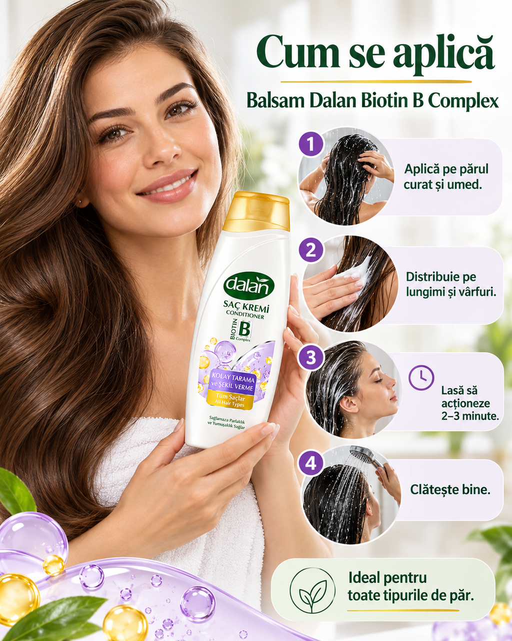 Balsam de Păr Dalan cu Ulei de Măsline 450 ml – Descurcare Ușoară, Catifelare și Coafare