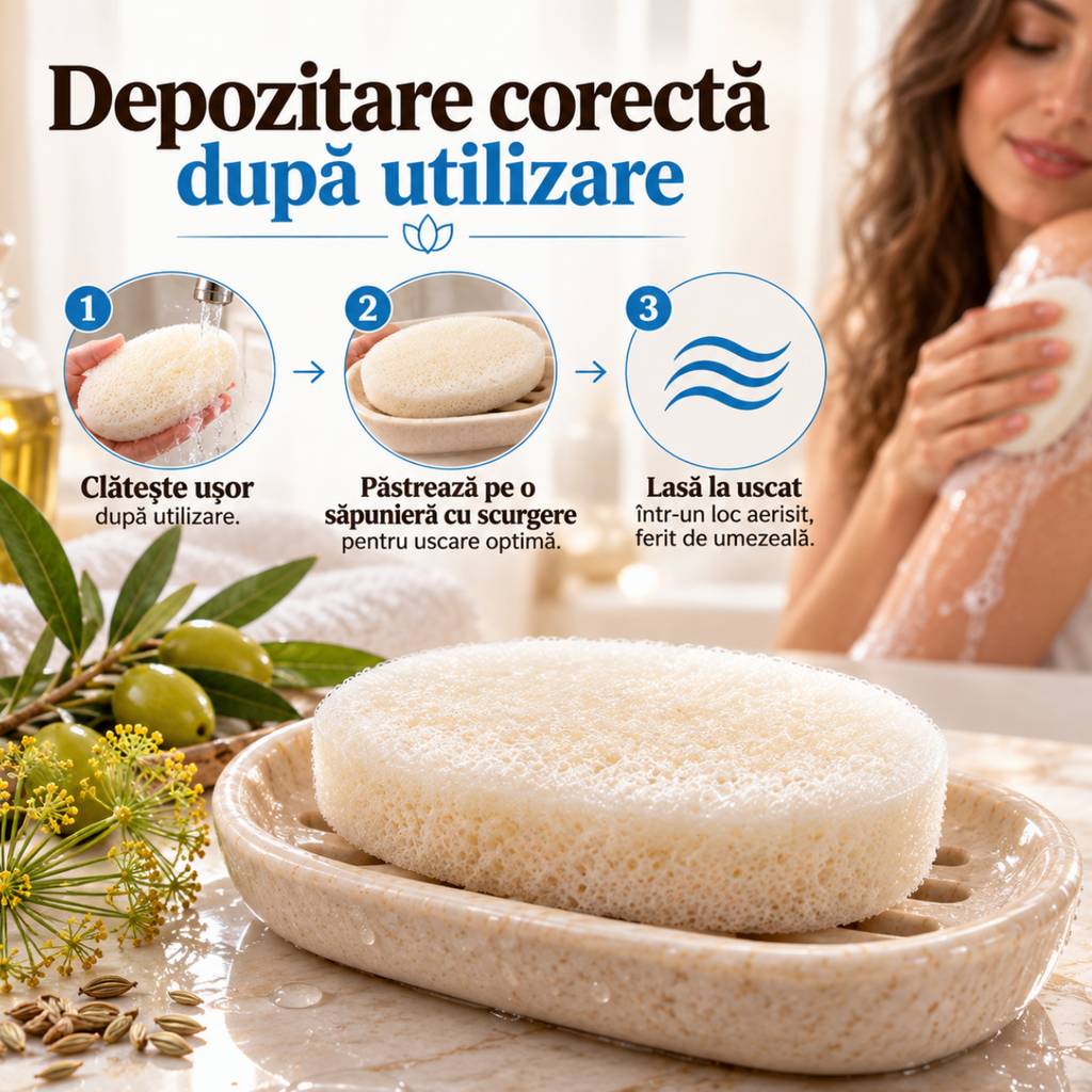Săpun exfoliant Naumed Biocosmetics cu burete natural, stil hammam turcesc, 140 g