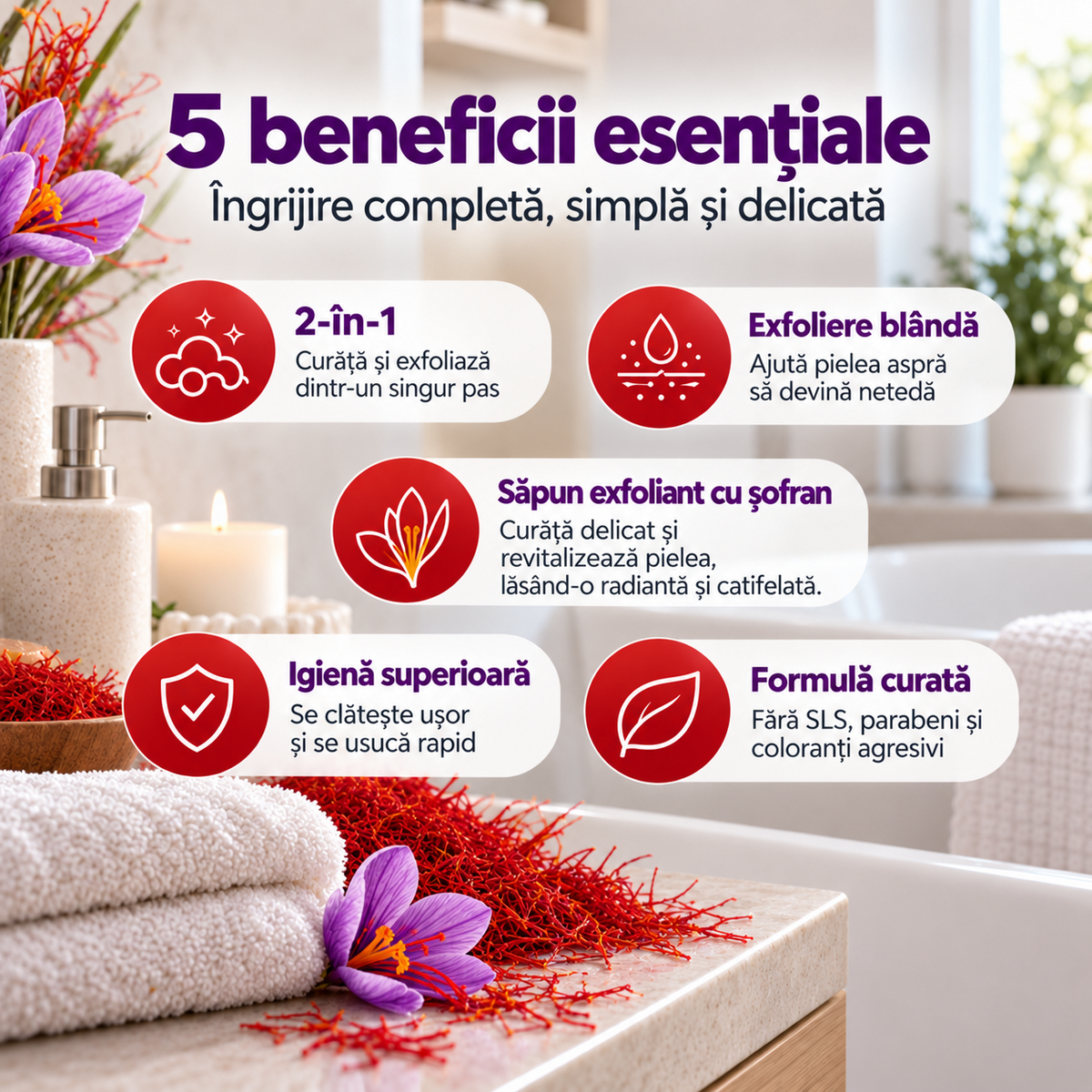 Săpun cu burete Naumed cu șofran, destinat curățării și exfolierii pielii