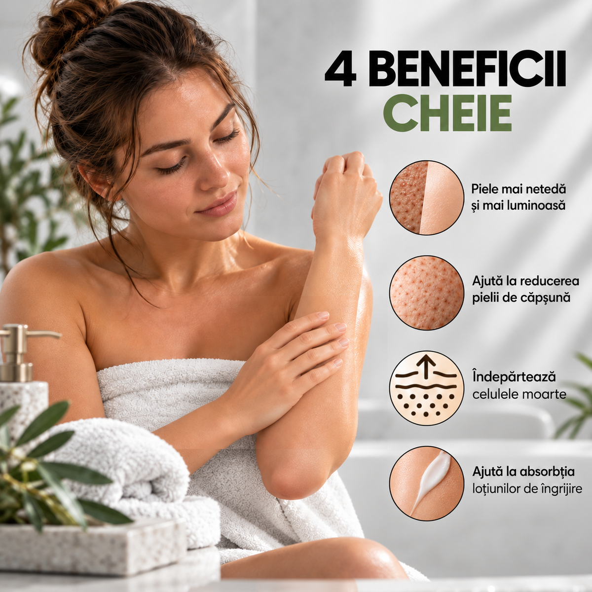 Mănușă exfoliantă turcească Kese, albă, subțire, model Kelebek, destinată exfolierii mecanice a pielii în baie sau hamam