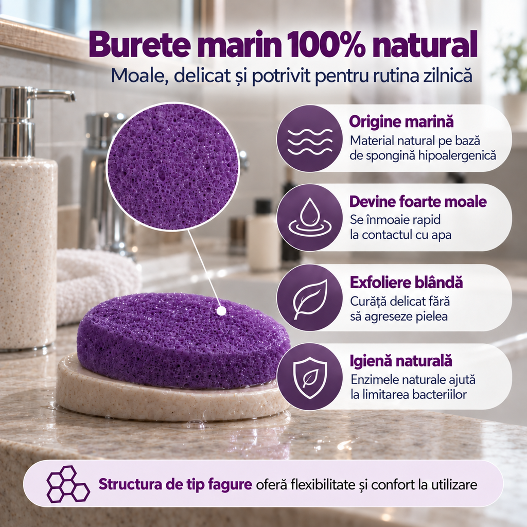 Săpun cu burete Naumed, cu colagen, destinat curățării și exfolierii pielii