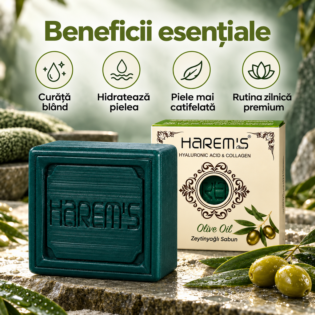 Săpun solid Harems cu ulei de măsline, destinat curățării pielii, 120 g