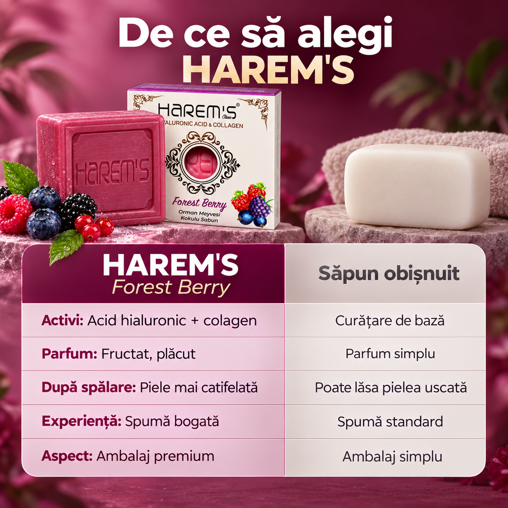 Săpun solid Harems cu fructe de pădure, destinat curățării pielii, 120 g