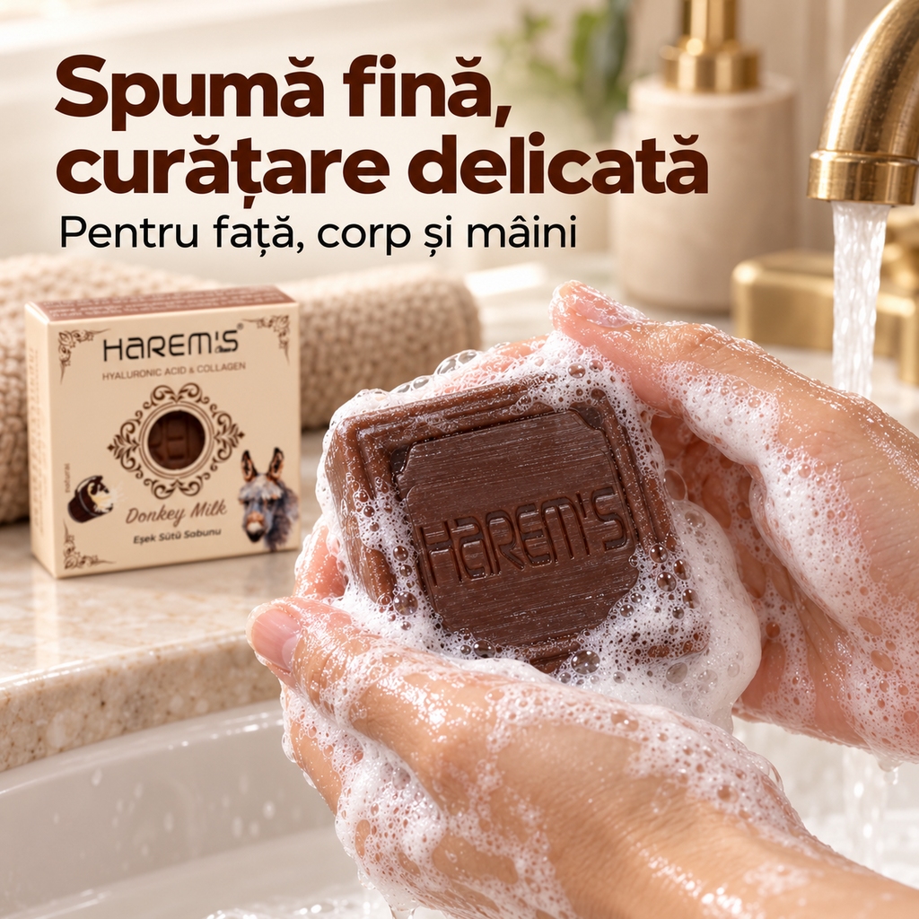 Săpun solid Harems cu lapte de măgăriță, destinat curățării pielii, 120 g