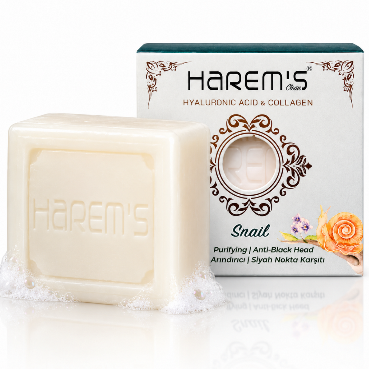 Săpun solid Harems cu extract de melc, destinat curățării pielii, 120 g