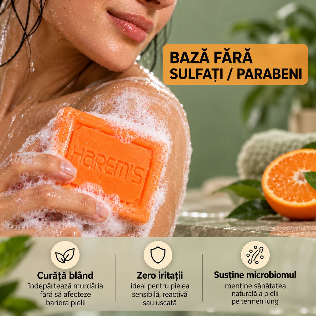 Săpun solid Harems cu mandarină de Bodrum, destinat curățării pielii, 120 g