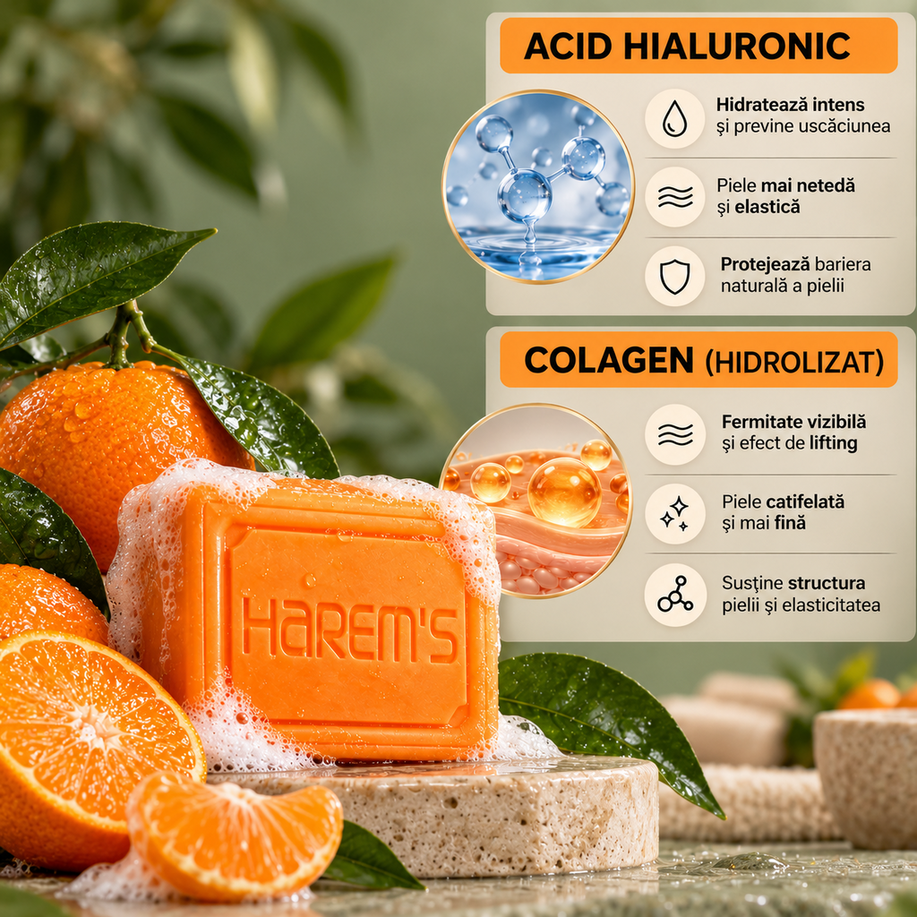 Săpun solid Harems cu mandarină de Bodrum, destinat curățării pielii, 120 g