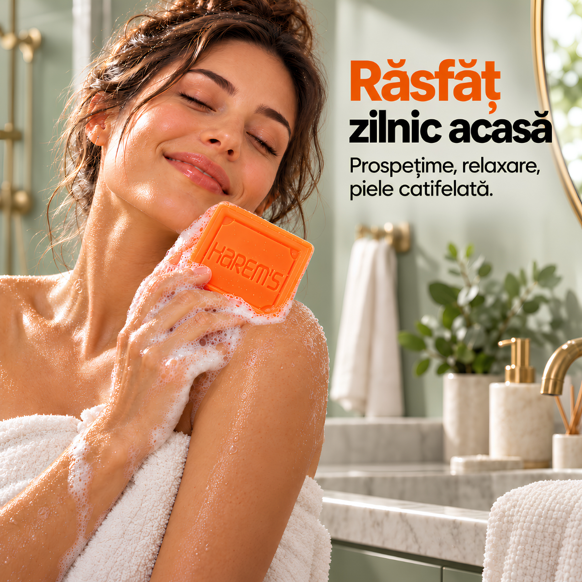 Săpun solid Harems cu mandarină de Bodrum, destinat curățării pielii, 120 g