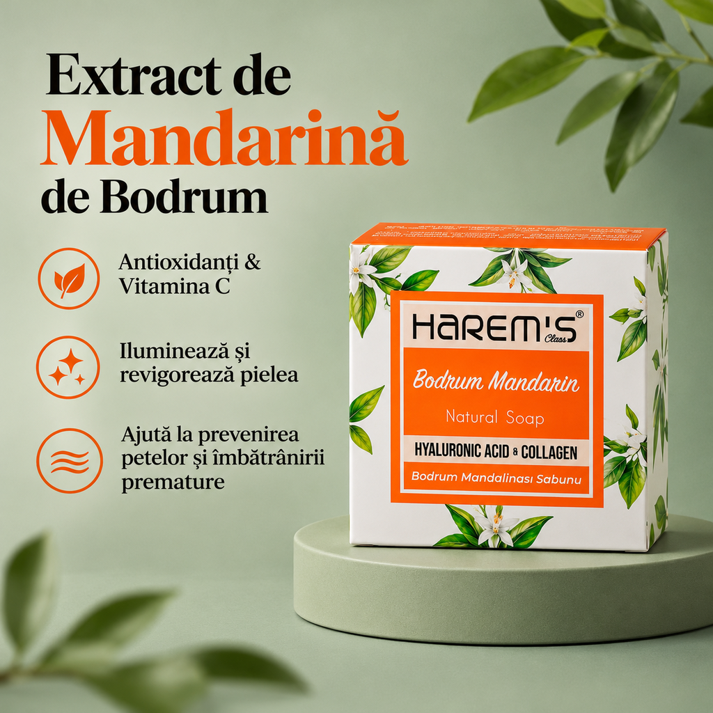 Săpun solid Harems cu mandarină de Bodrum, destinat curățării pielii, 120 g