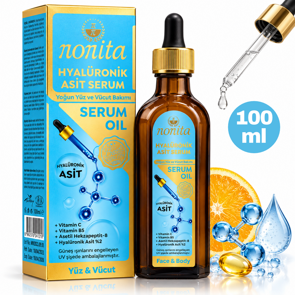 Serum cosmetic Nonita cu acid hialuronic, destinat completării rutinei de îngrijire, 100 ml