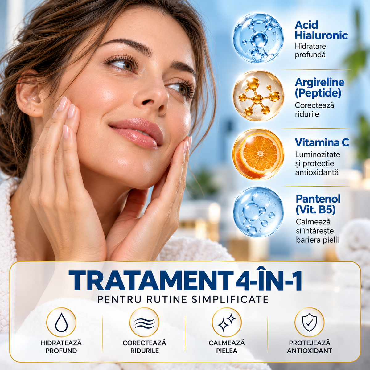 Serum cosmetic Nonita cu acid hialuronic, destinat completării rutinei de îngrijire, 100 ml