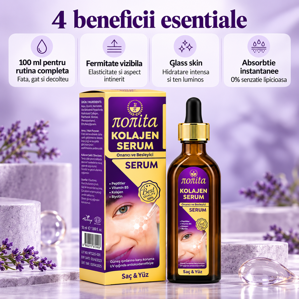 Serum cosmetic Nonita cu colagen, destinat completării rutinei de îngrijire, 100 ml
