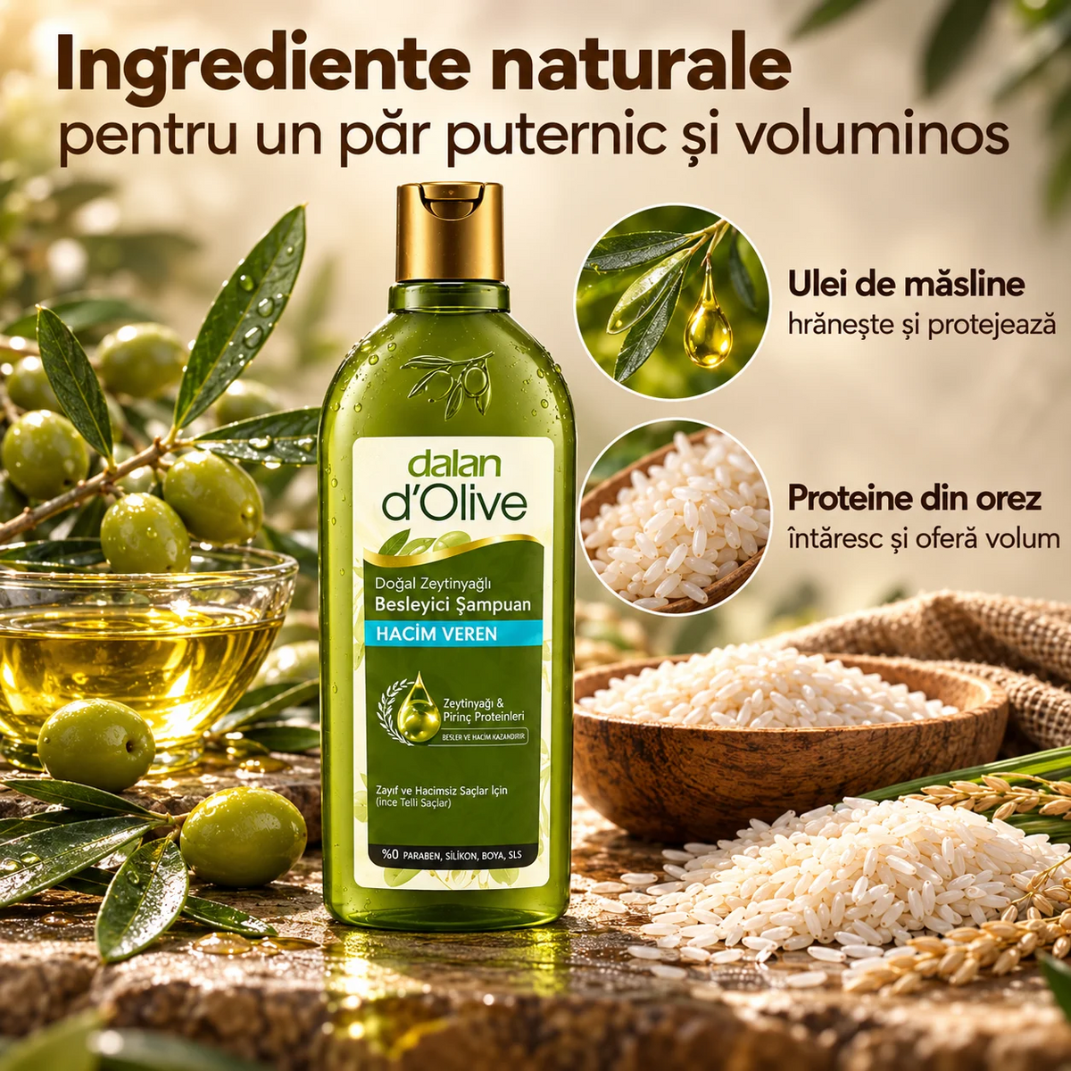 Șampon Dalan cu ulei de măsline pentru volum, 400 ml