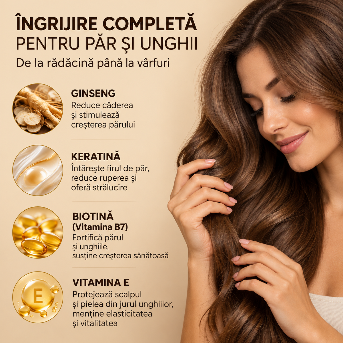 Serum cosmetic Nonita cu keratină și ginseng, destinat completării rutinei de îngrijire, 100 ml