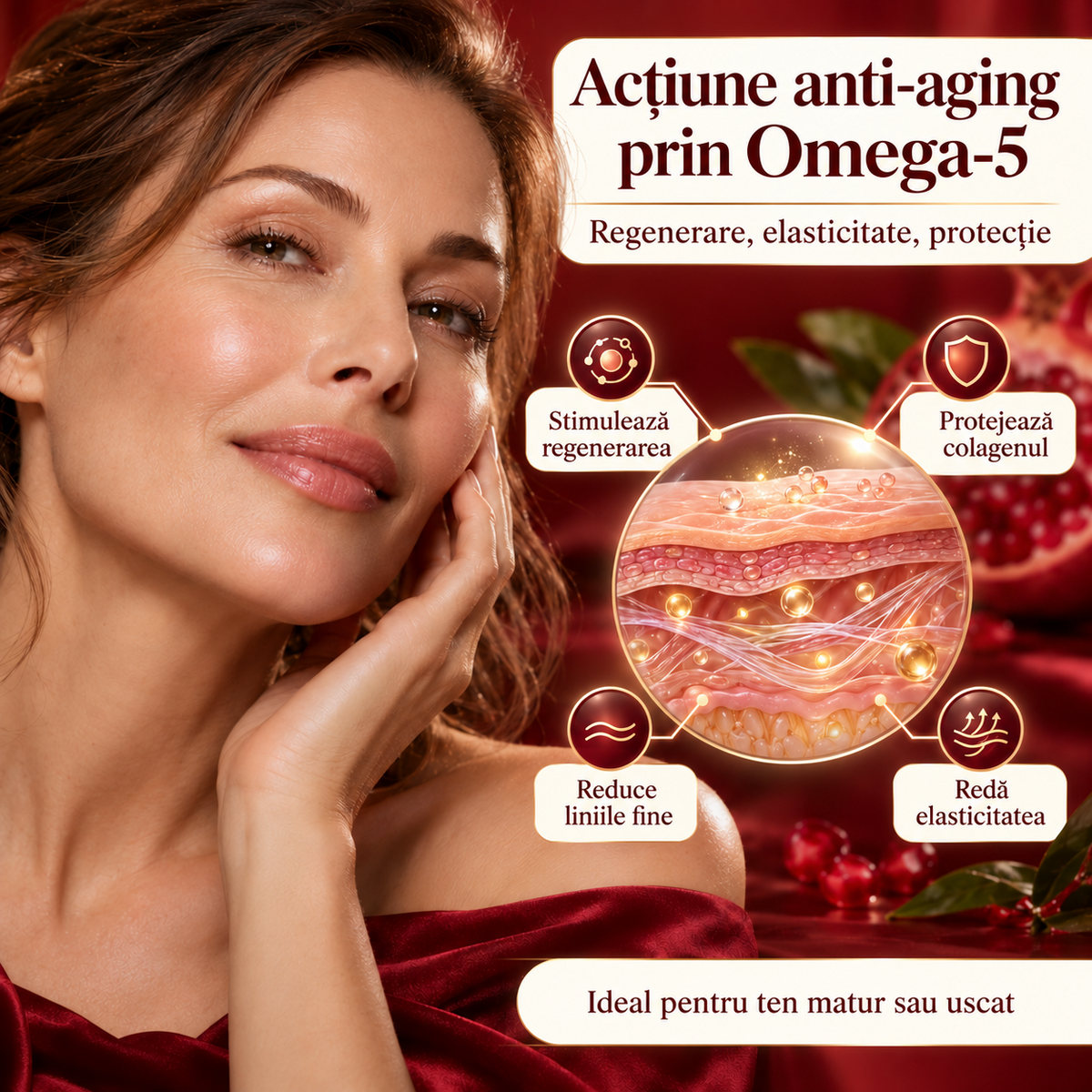Serum cosmetic Nonita cu rodie, destinat completării rutinei de îngrijire, 100 ml