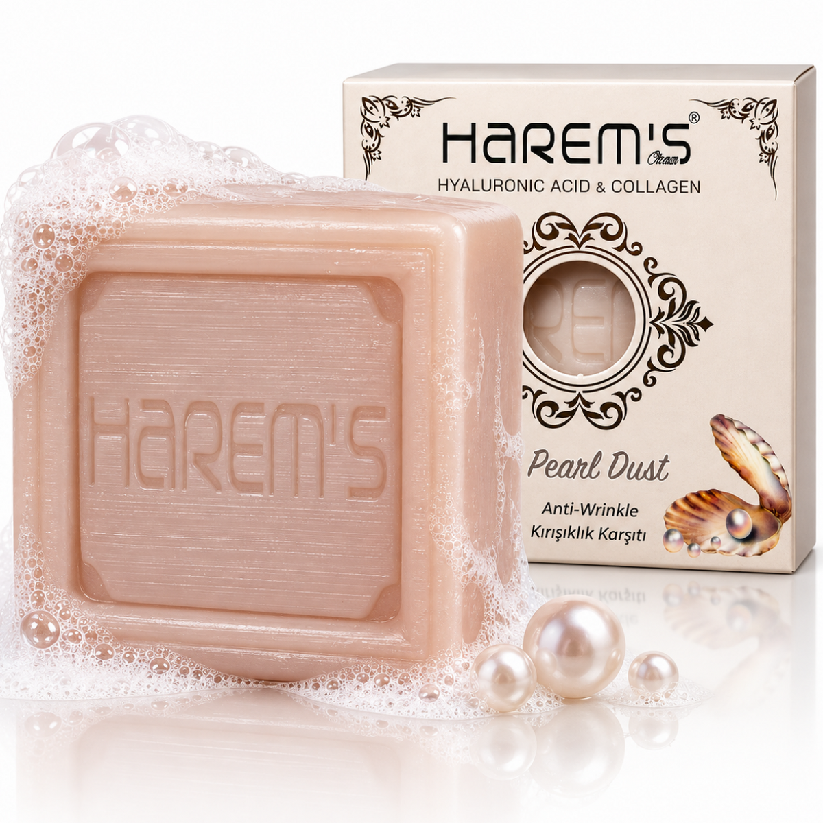 Săpun solid Harems cu pudră de perle, destinat curățării pielii, 120 g