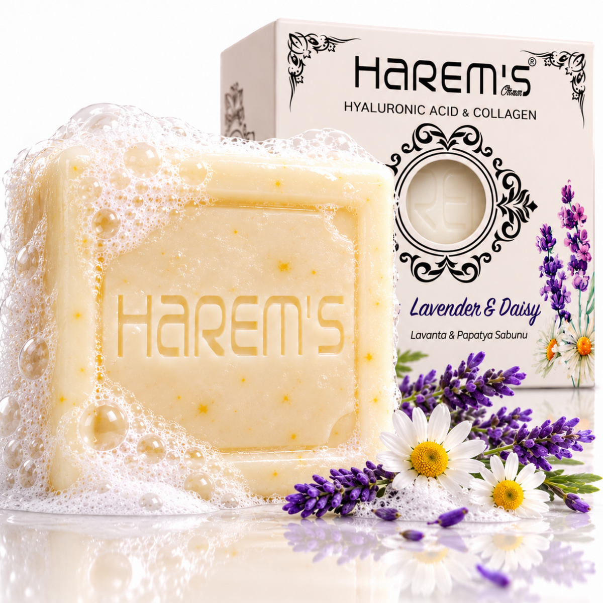 Săpun solid Harems cu lavandă și mușețel, destinat curățării pielii, 120 g