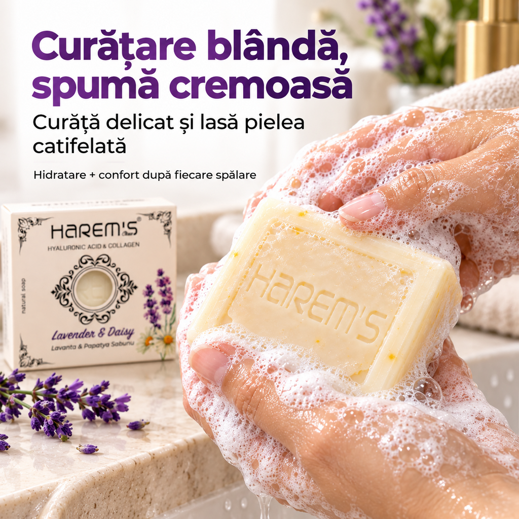 Săpun solid Harems cu lavandă și mușețel, destinat curățării pielii, 120 g