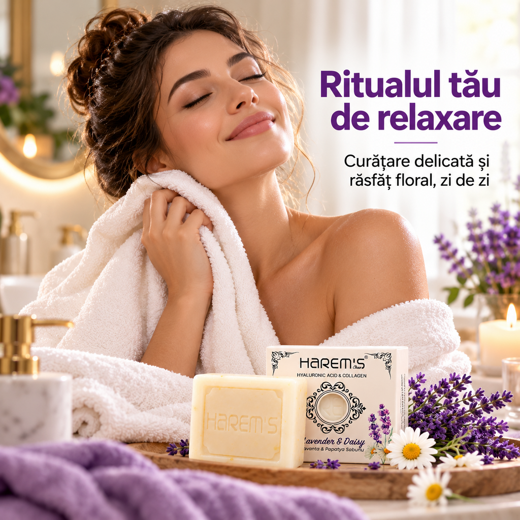 Săpun solid Harems cu lavandă și mușețel, destinat curățării pielii, 120 g