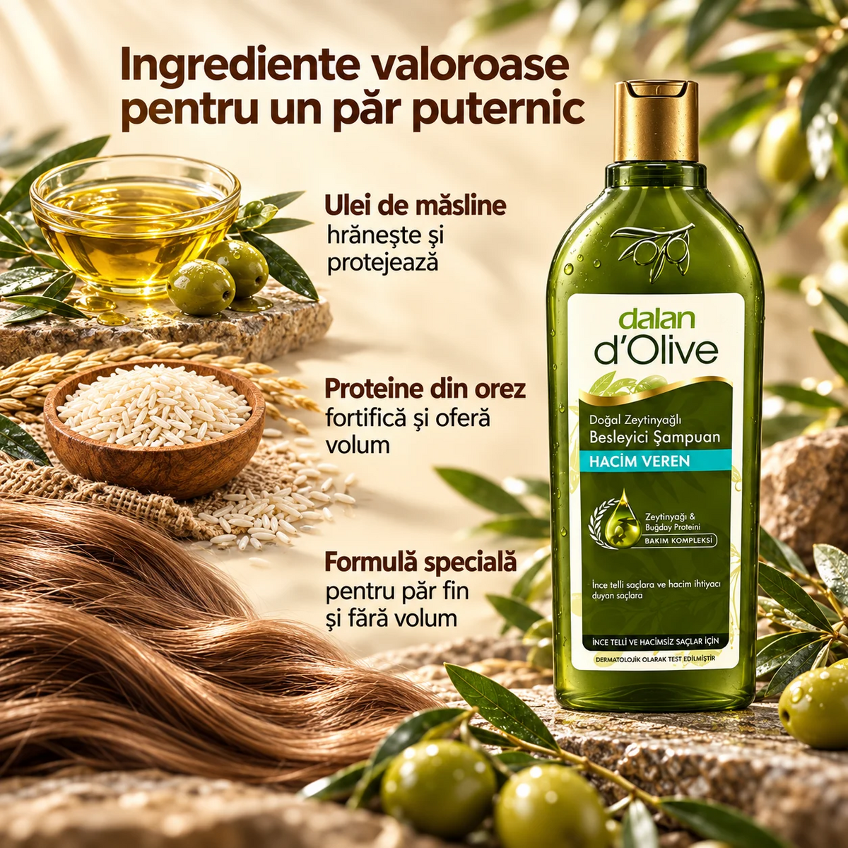 Șampon Dalan cu ulei de măsline pentru volum, 400 ml