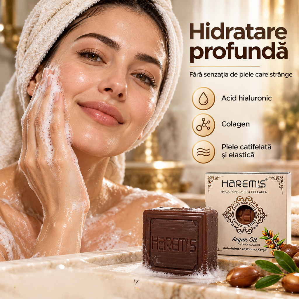 Săpun solid Harems cu ulei de argan, destinat curățării pielii, 120 g