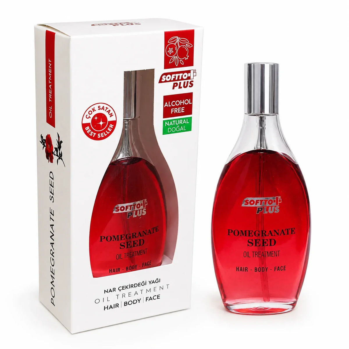 Ulei de îngrijire Softto Plus cu ulei din semințe de rodie, destinat îngrijirii pielii, 120 ml