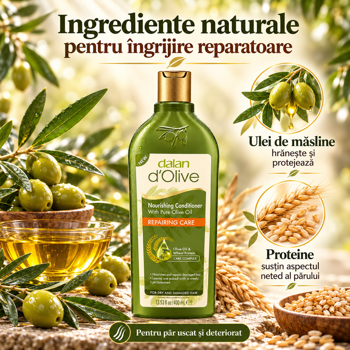 Șampon Dalan cu ulei de măsline reparator, 400 ml