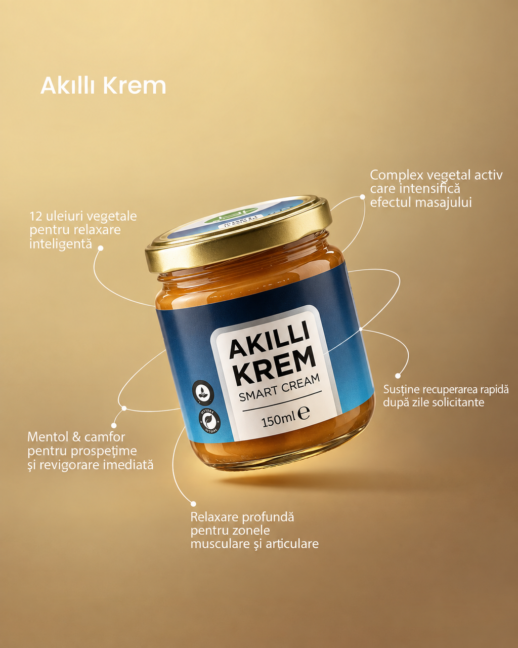 Cremă inteligentă HK Remedy Akıllı Krem 150 ml, cu efect de încălzire, pentru masaj și îngrijirea pielii