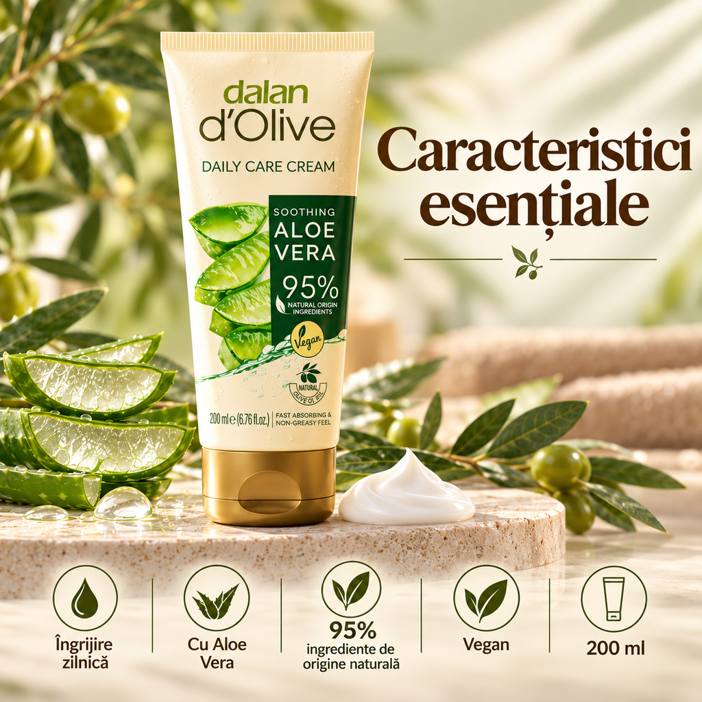 Cremă hidratantă Dalan d’Olive cu Aloe Vera, 250 ml.