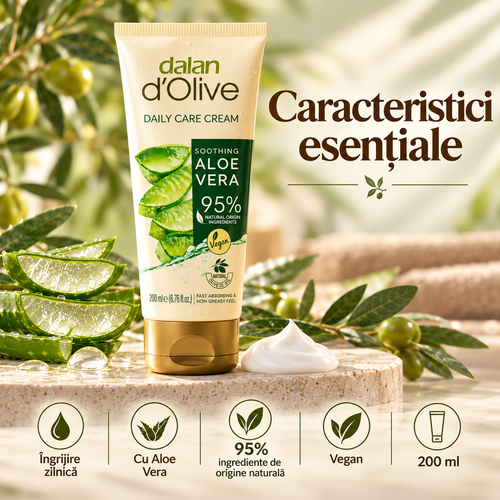 Cremă hidratantă Dalan d’Olive cu Aloe Vera, 250 ml.