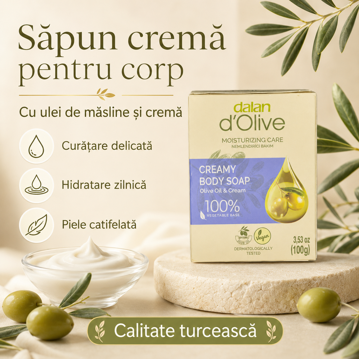 Săpun hidratant Dalan, destinat curățării pielii, 100 g