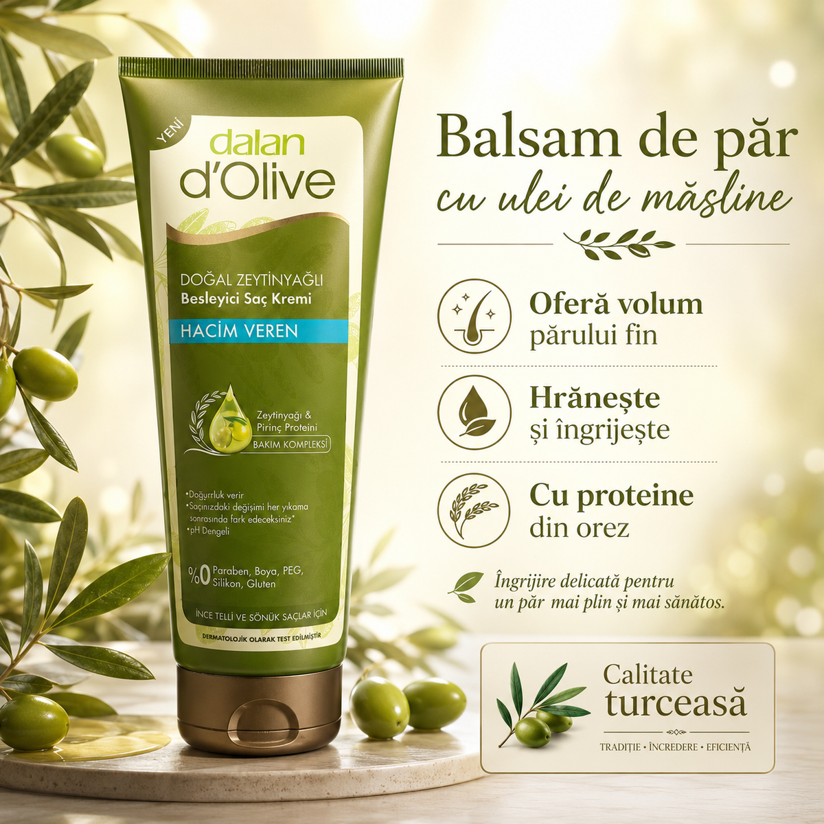 Balsam de păr Dalan cu ulei de măsline, 200 ml