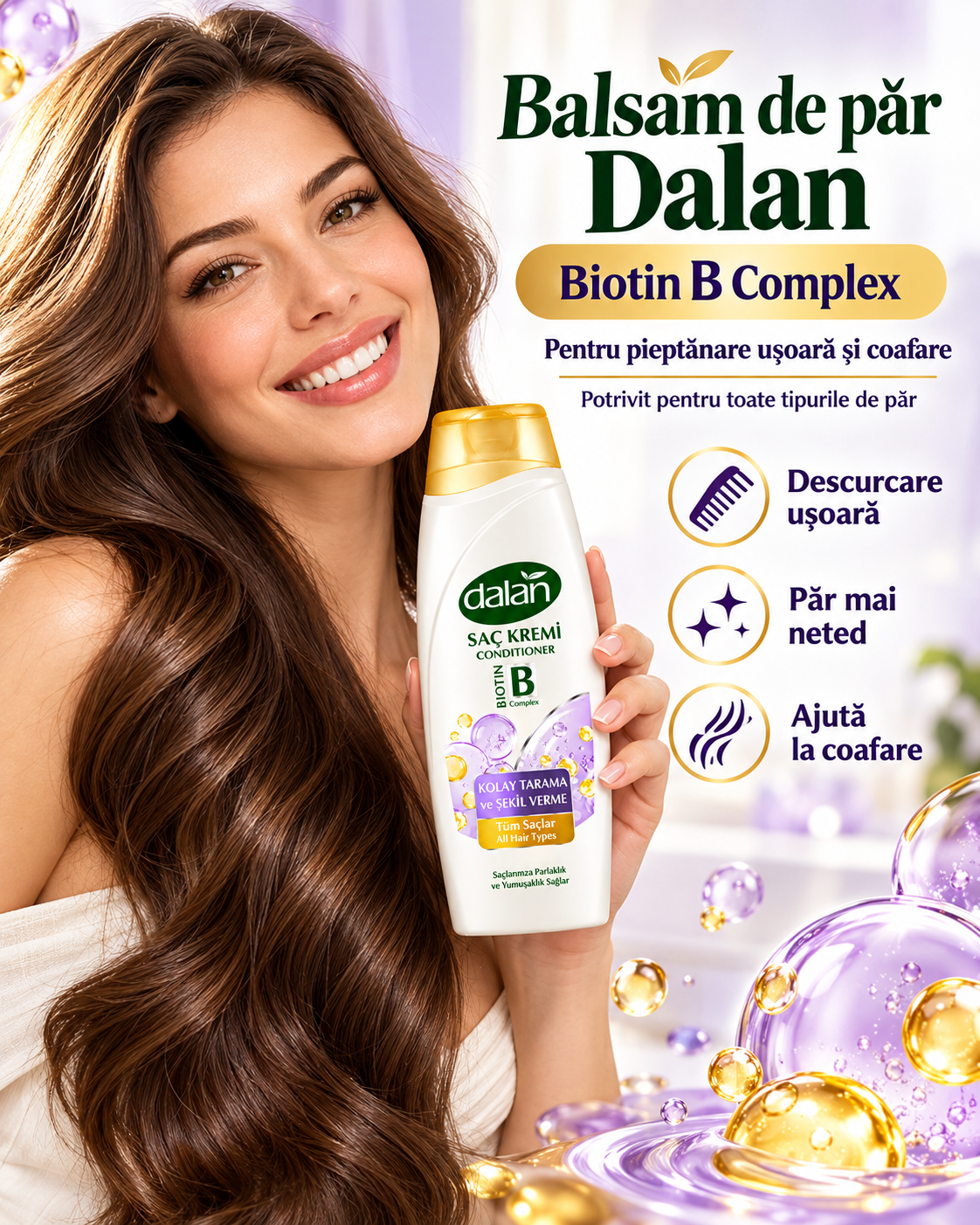 Balsam de Păr Dalan cu Ulei de Măsline 450 ml – Descurcare Ușoară, Catifelare și Coafare